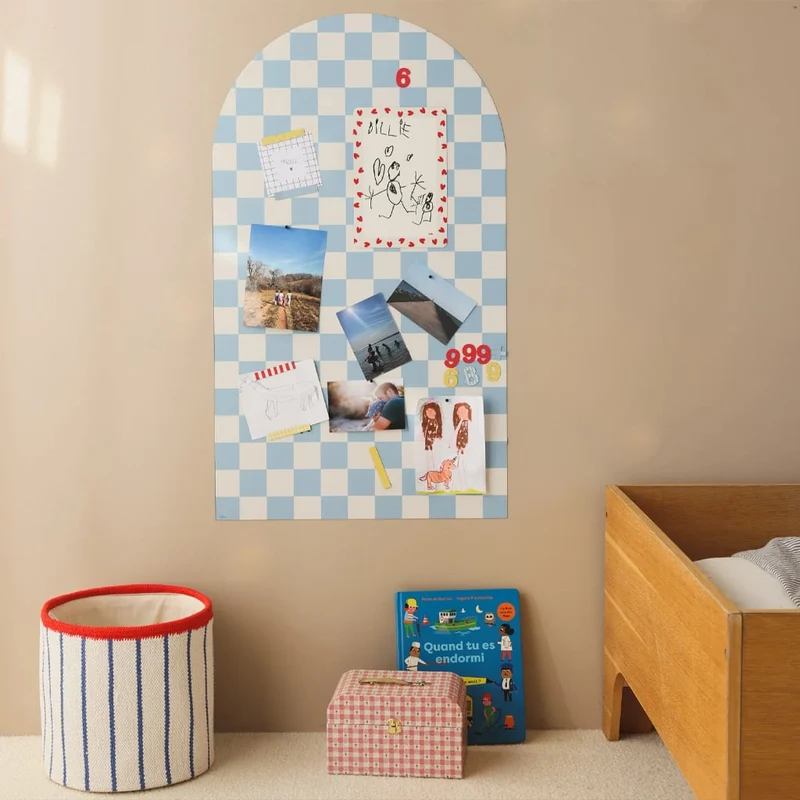 Gebogene Magnettafel Damier Bleu (1m x 58cm)