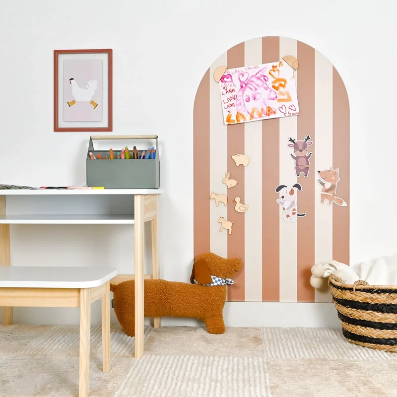 Gebogene Magnettafel Stripes Camel (1m x 58cm)
