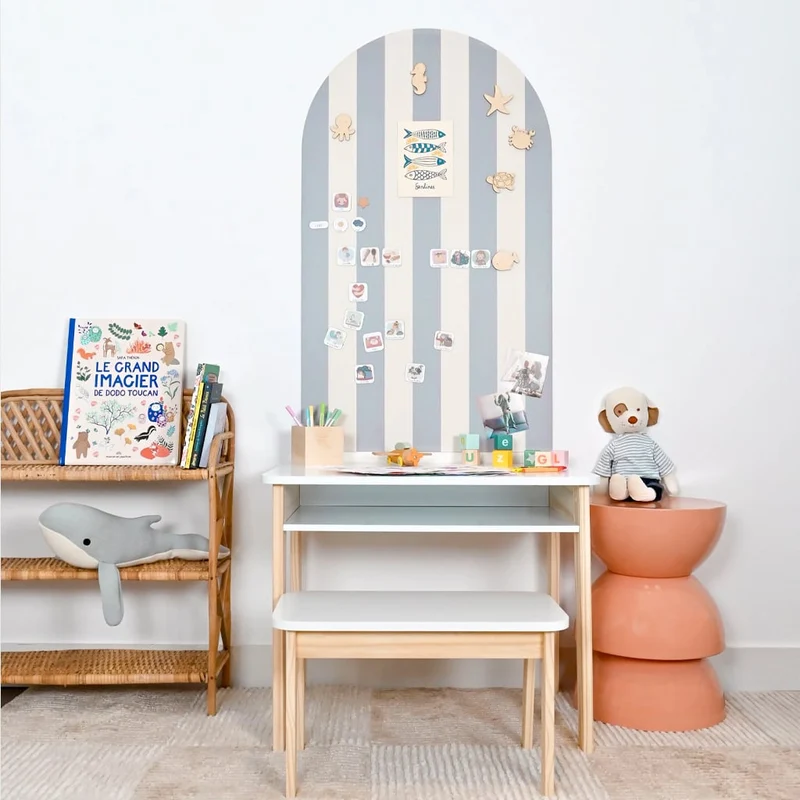 Gebogene Magnettafel Stripes Blue (1m x 58cm)