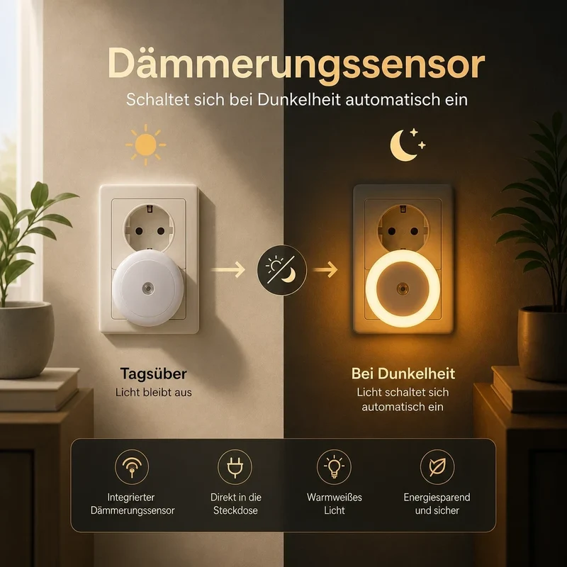 Nachtlicht Steckdose AURA – Automatischer Lichtsensor