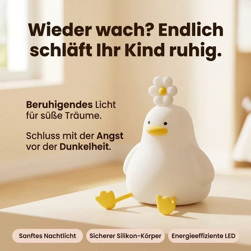 Nachtlicht Ente Blume – Touch, USB, Silikon, Timer