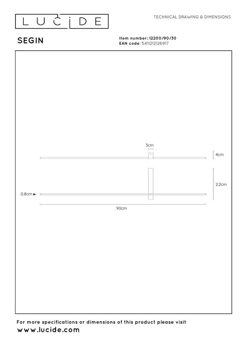 LED-Wandleuchte Segin indirekt Warmweiß 90cm Schwarz