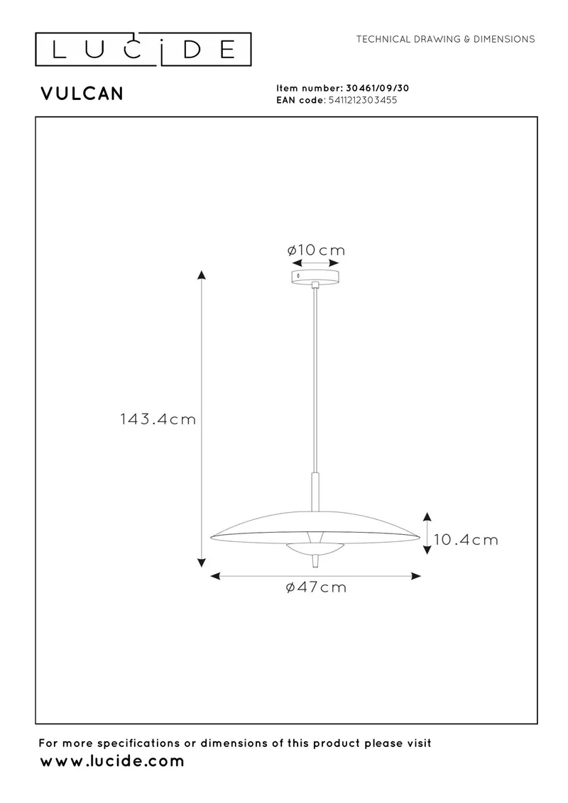 LED-Pendelleuchte Vulcan dimmbar Schwarz, Gold Ø 47cm