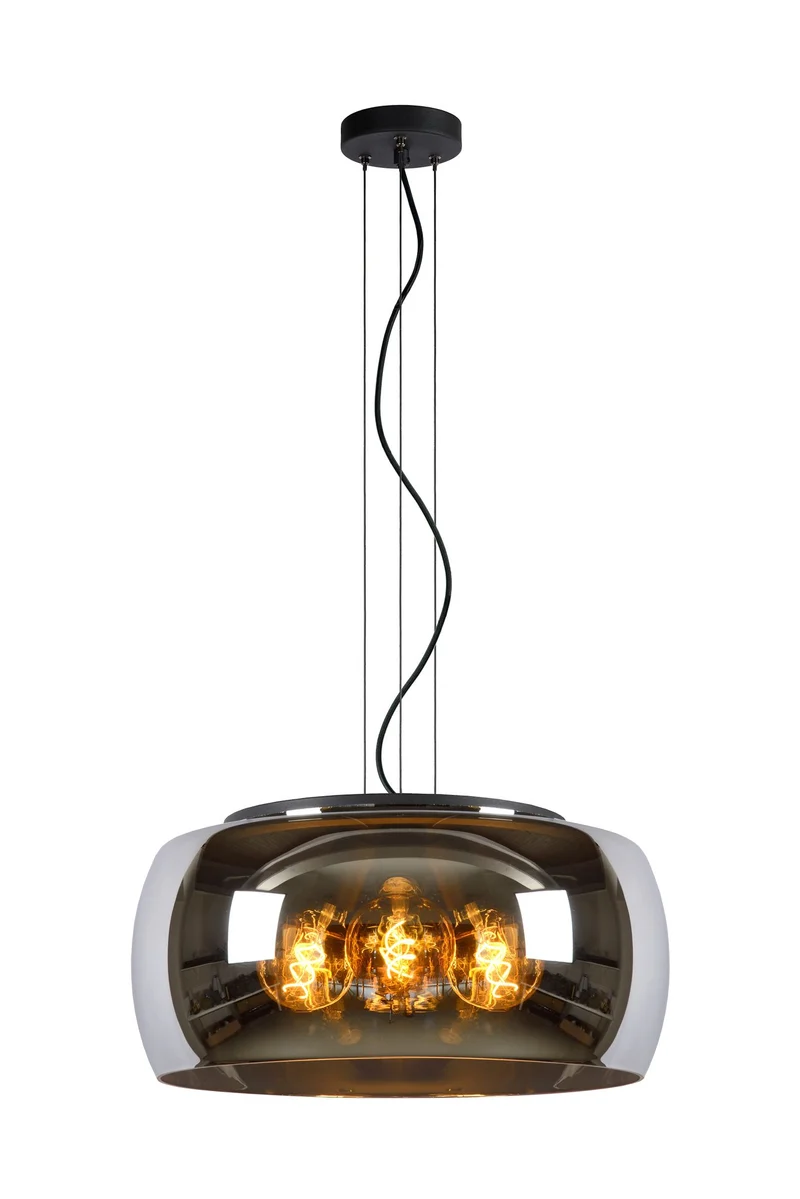 Pendelleuchte Olivia 3-flammig mit Rauchglasschirm Ø 50cm höhenverstellbar