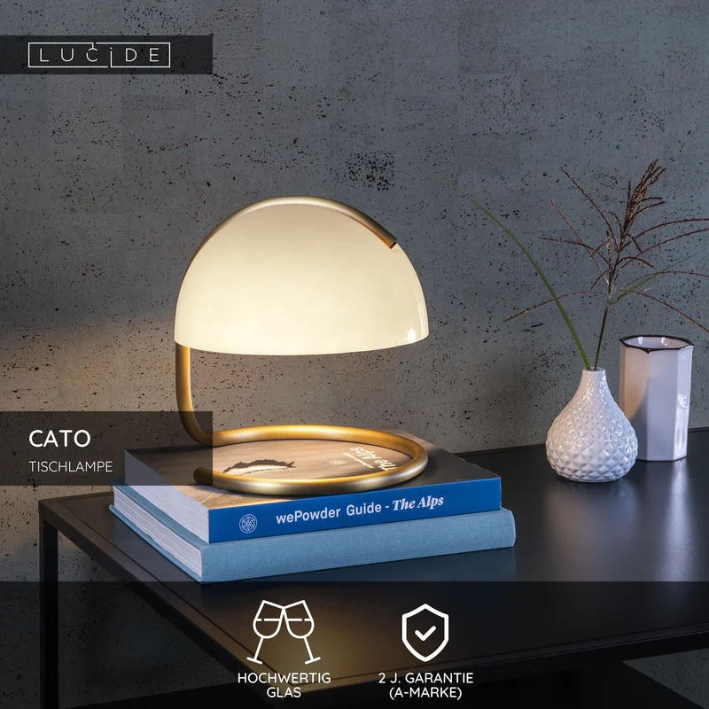 Tischleuchte Cato 1-flammig mit Glasschirm Ø 23,5cm