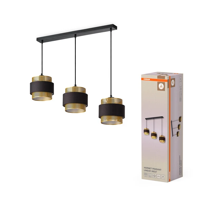 OSRAM DECOR Hornet Pendelleuchte Linear 3xE27 Schwarz