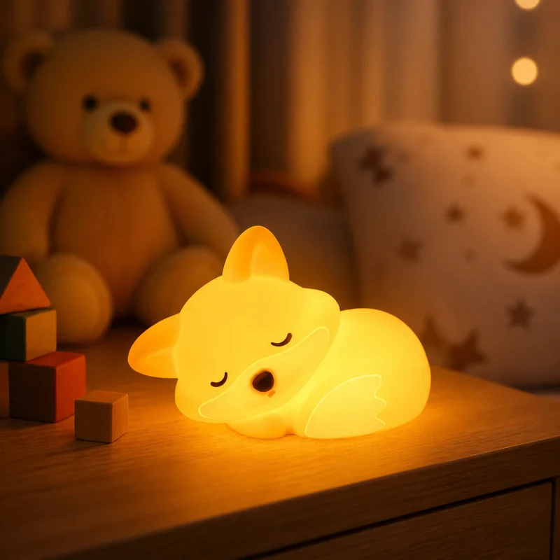Nachtlicht Fuchs – USB, Dimmbar, Silikon, LED Lampe
