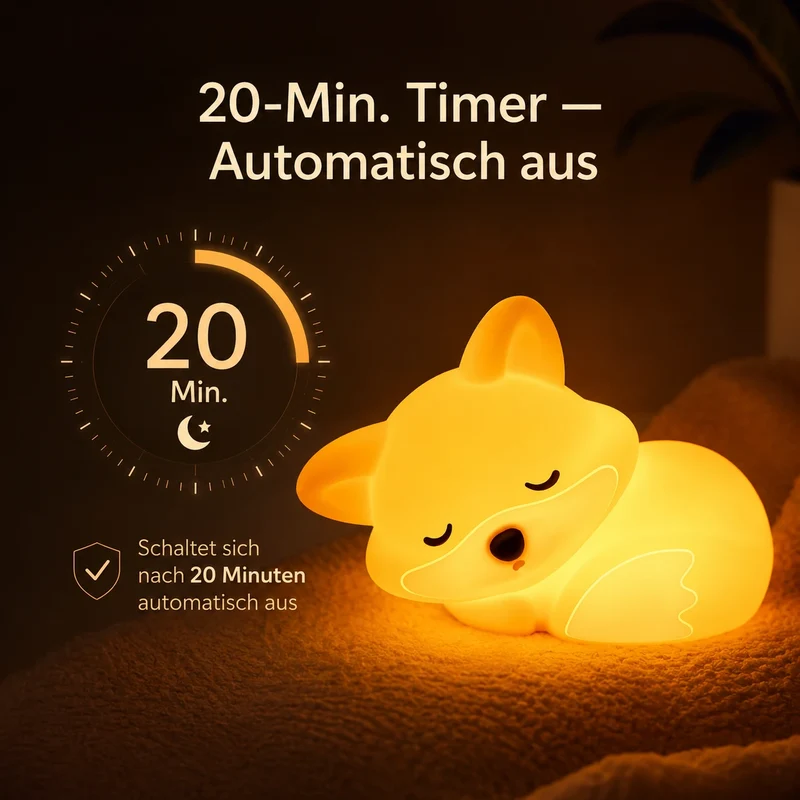 Nachtlicht Fuchs – USB, Dimmbar, Silikon, LED Lampe