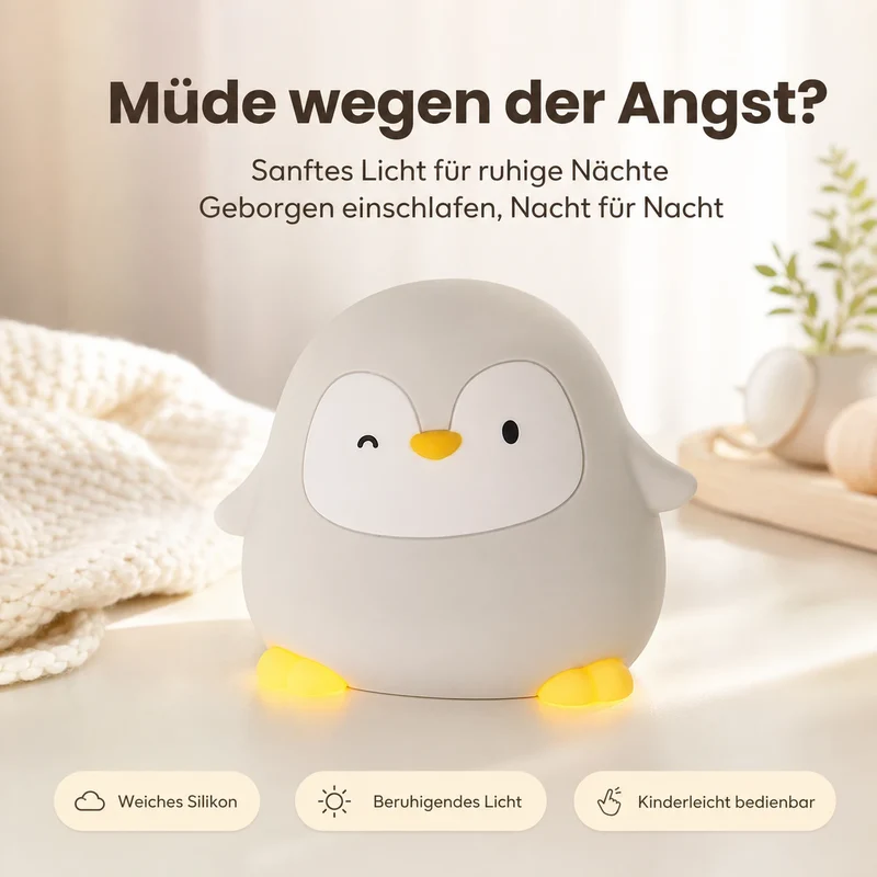 Nachtlicht Pinguin – USB, Dimmbar, Silikon, LED Lampe