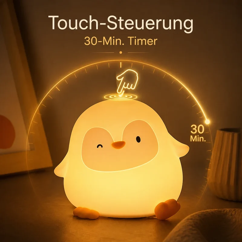 Nachtlicht Pinguin – USB, Dimmbar, Silikon, LED Lampe