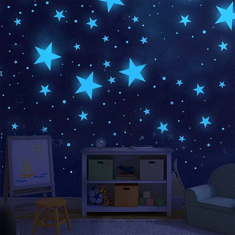 Leuchtsticker Sterne & Mond – 3D Wanddeko, Glow Set