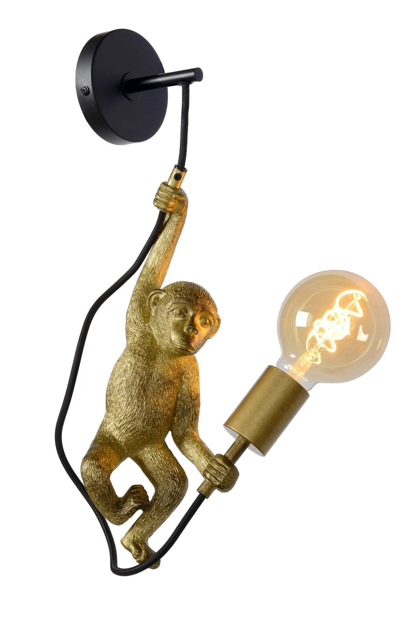 Wandleuchte Extravaganza Chimp Affenfigur Retro Schwarz, Gold