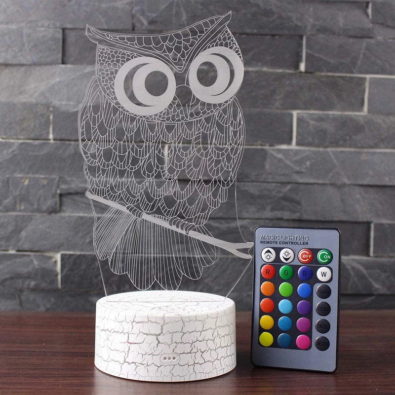 3D Eulen Illusion Lampe mit Farbwechsel