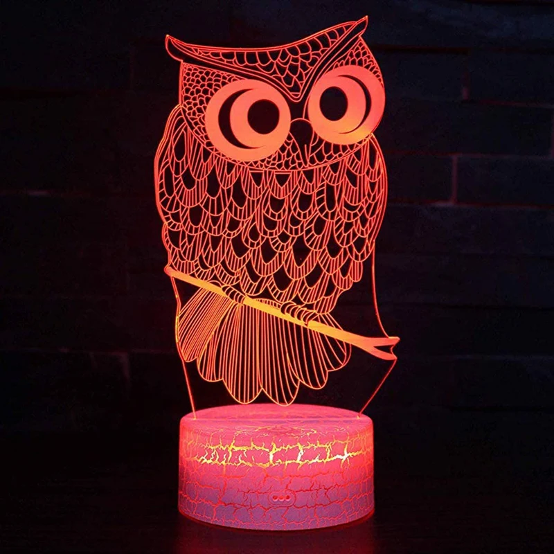 3D Eulen Illusion Lampe mit Farbwechsel