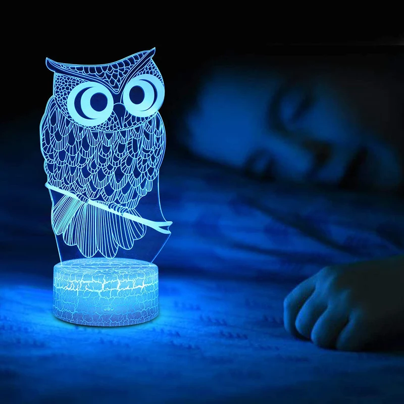 3D Eulen Illusion Lampe mit Farbwechsel