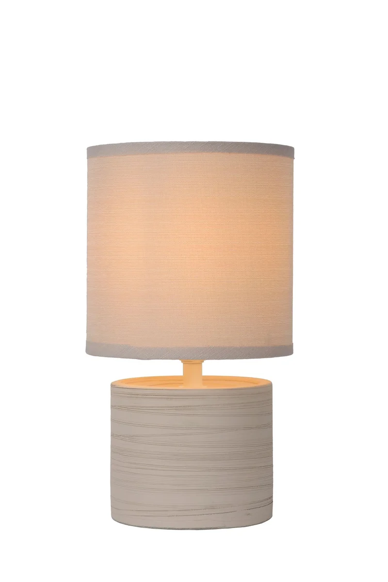 Tischlampe Greasby mit Stoffschirm und Keramikfuß