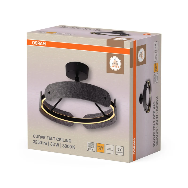 OSRAM DECOR Curve Felt Deckenleuchte 33W 830 Dunkelgrau