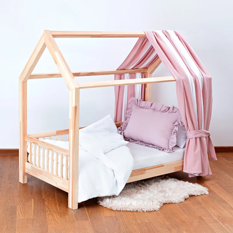 Hausbett-Himmel Musselin einseitig 150 cm breit, gestreift