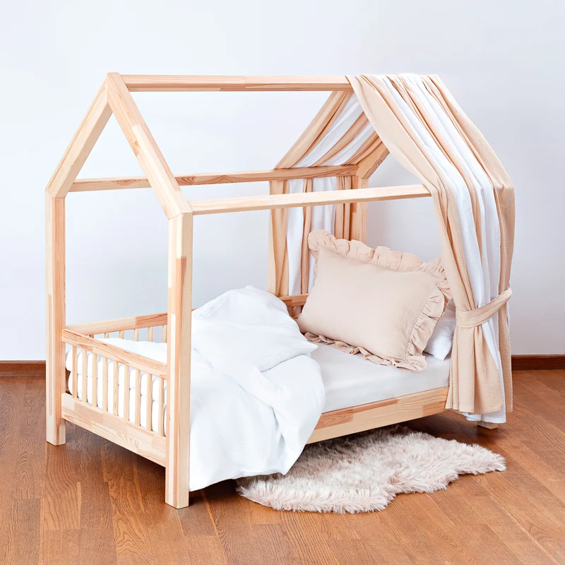 Hausbett-Himmel Musselin einseitig 150 cm breit, gestreift