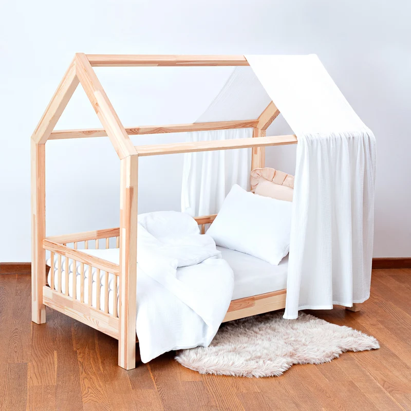Hausbett-Himmel Musselin einseitig 50 cm breit, einfarbig