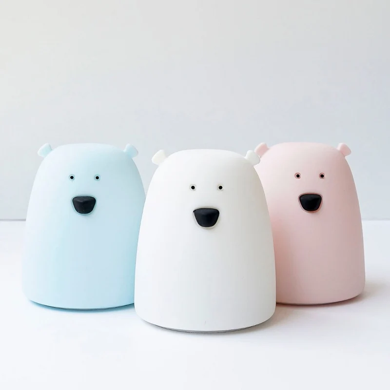 Mini Nachtlicht Little Bear aus Silikon, Blau