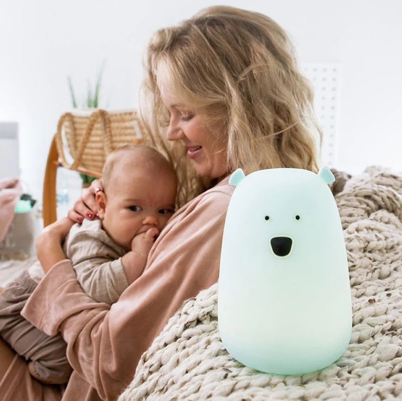 Nachtlicht Big Bear aus Silikon, Blau