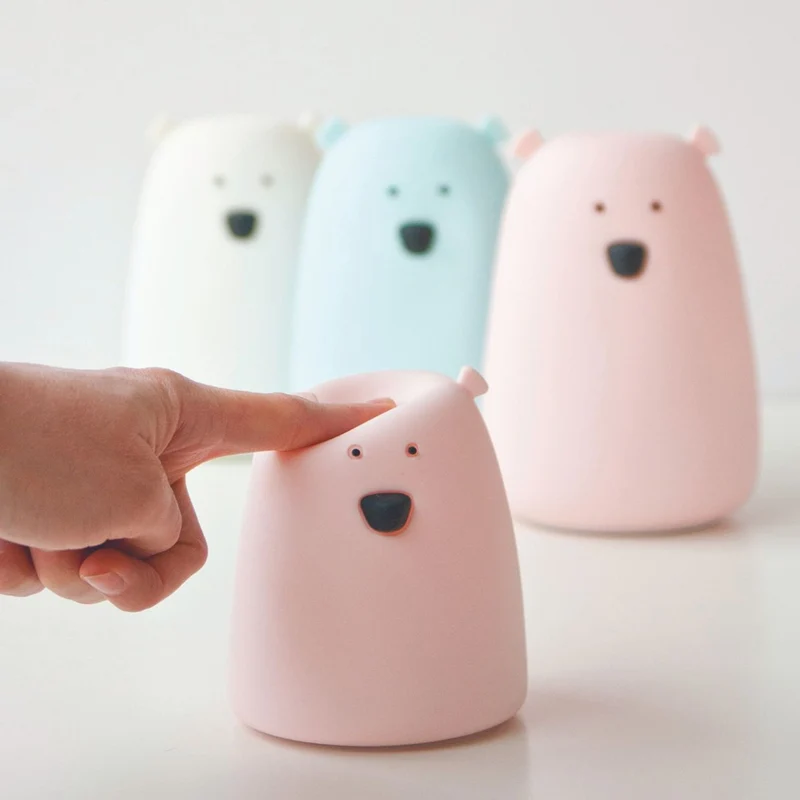 Mini Nachtlicht Little Bear aus Silikon, Rosa