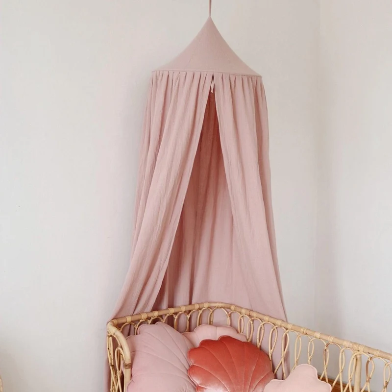 Betthimmel Baldachin aus Bio Baumwolle 240 cm, Rosa