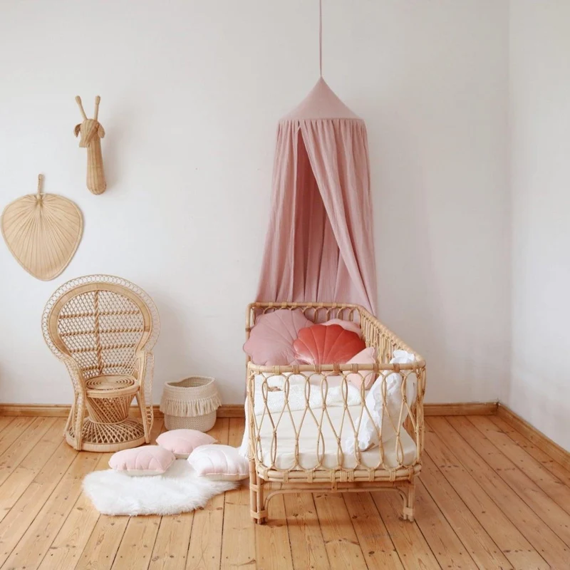 Betthimmel Baldachin aus Bio Baumwolle 240 cm, Rosa