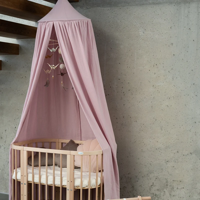 Betthimmel Baldachin aus Bio Baumwolle 240 cm, Rosa