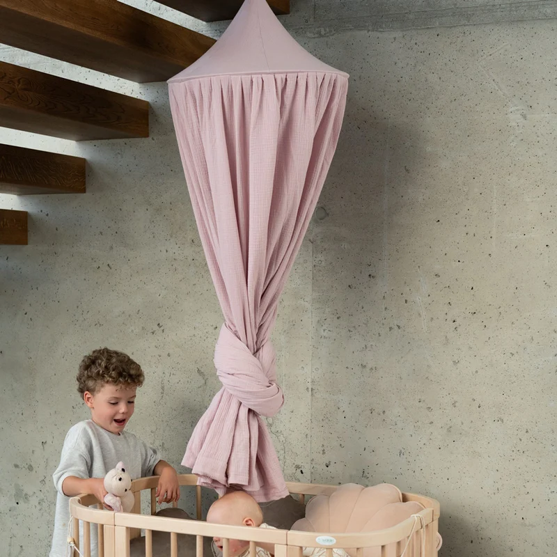 Betthimmel Baldachin aus Bio Baumwolle 240 cm, Rosa