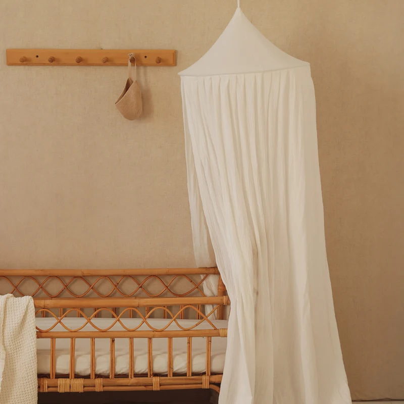 Betthimmel Baldachin aus Bio Baumwolle 240 cm, Creme