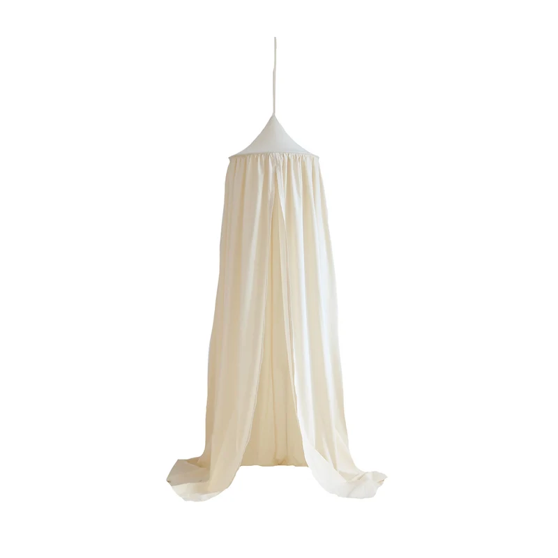 Betthimmel Baldachin aus Bio Baumwolle 240 cm, Offwhite