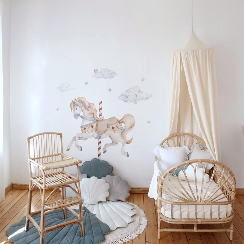 Betthimmel Baldachin aus Bio Baumwolle 240 cm, Offwhite