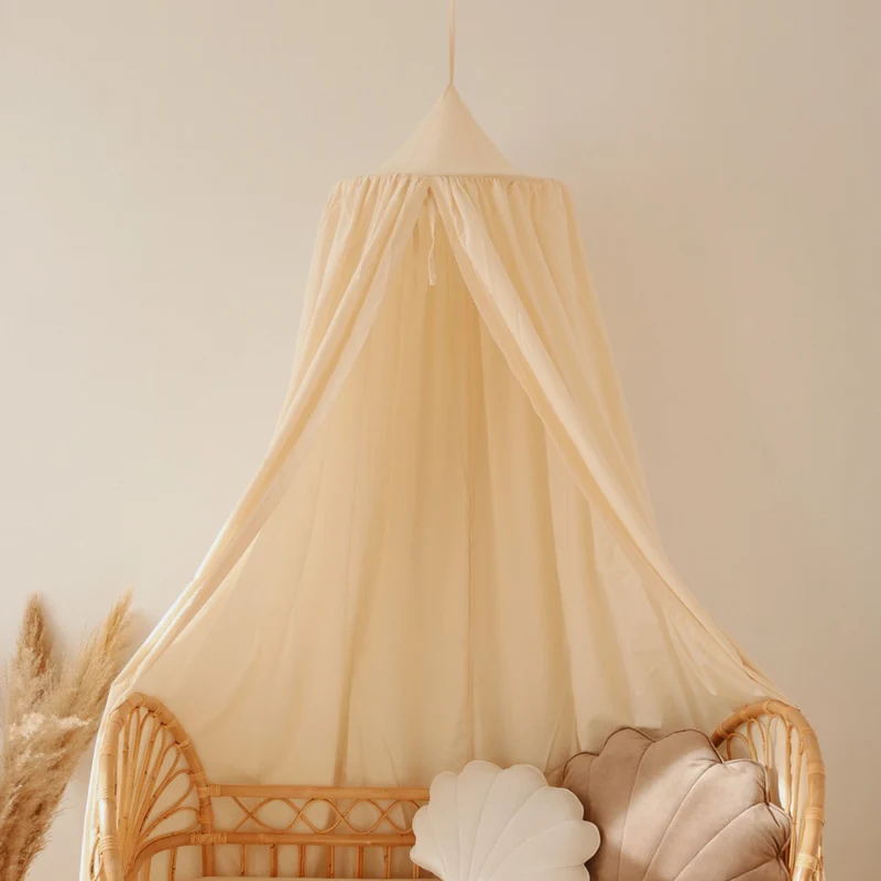 Betthimmel Baldachin aus Bio Baumwolle 240 cm, Offwhite