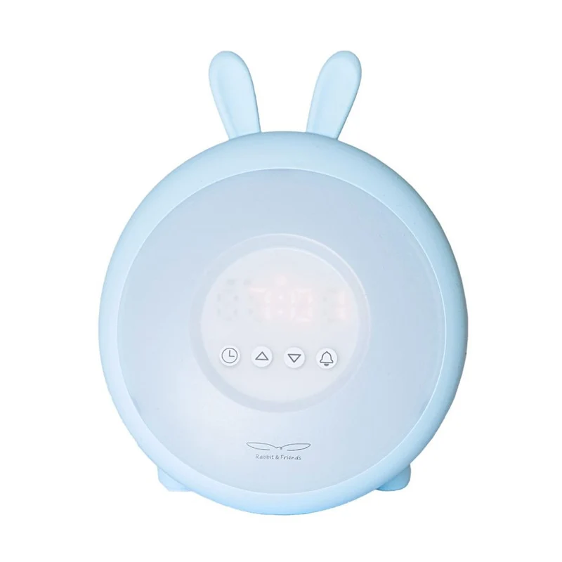 Stand-Nachtlicht Hase mit Uhr & Wecker, Blau