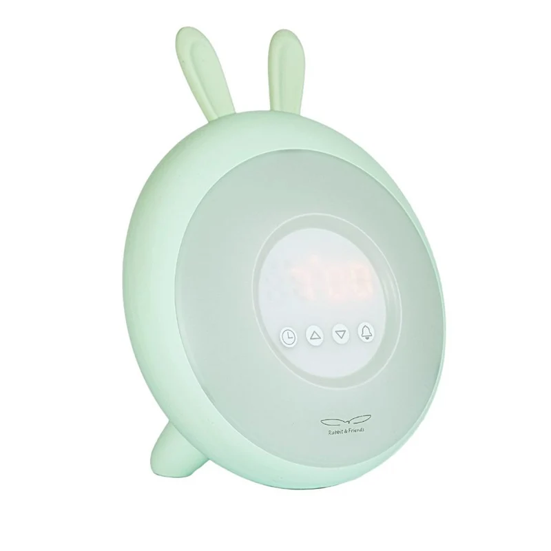 Stand-Nachtlicht Hase mit Uhr & Wecker, Grün