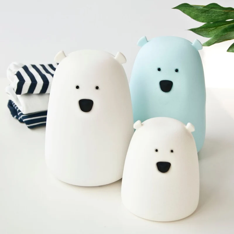 Mini Nachtlicht Little Bear aus Silikon, Weiß