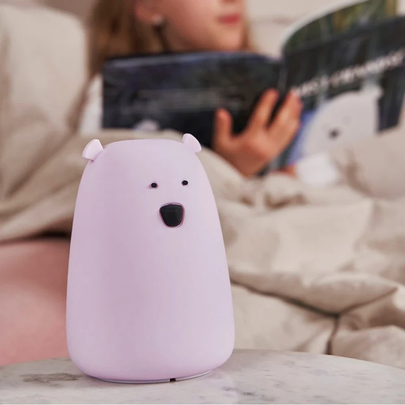 Nachtlicht Big Bear aus Silikon, Lavendel