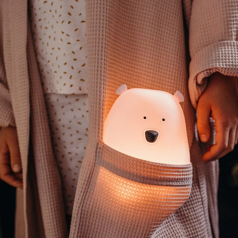 Nachtlicht Big Bear aus Silikon in Pink, mit Fernbedienung
