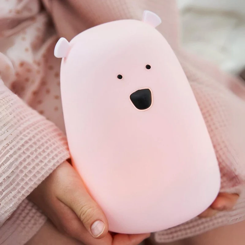 Nachtlicht Big Bear aus Silikon in Pink, mit Fernbedienung