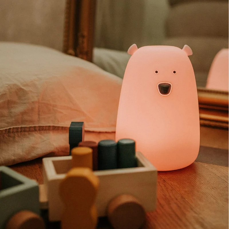 Nachtlicht Big Bear aus Silikon in Pink, mit Fernbedienung