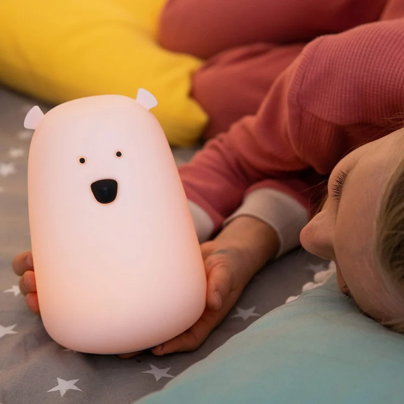 Nachtlicht Big Bear aus Silikon in Pink, mit Fernbedienung