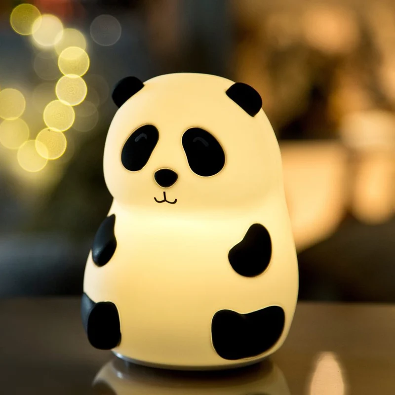 Nachtlicht Panda aus Silikon, leuchtet in 7 Farben