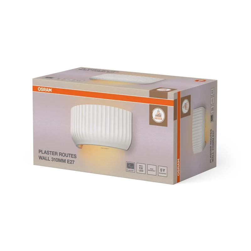 OSRAM DECOR Plaster Routes Wall Wandleuchte Up 310 1xE27 White