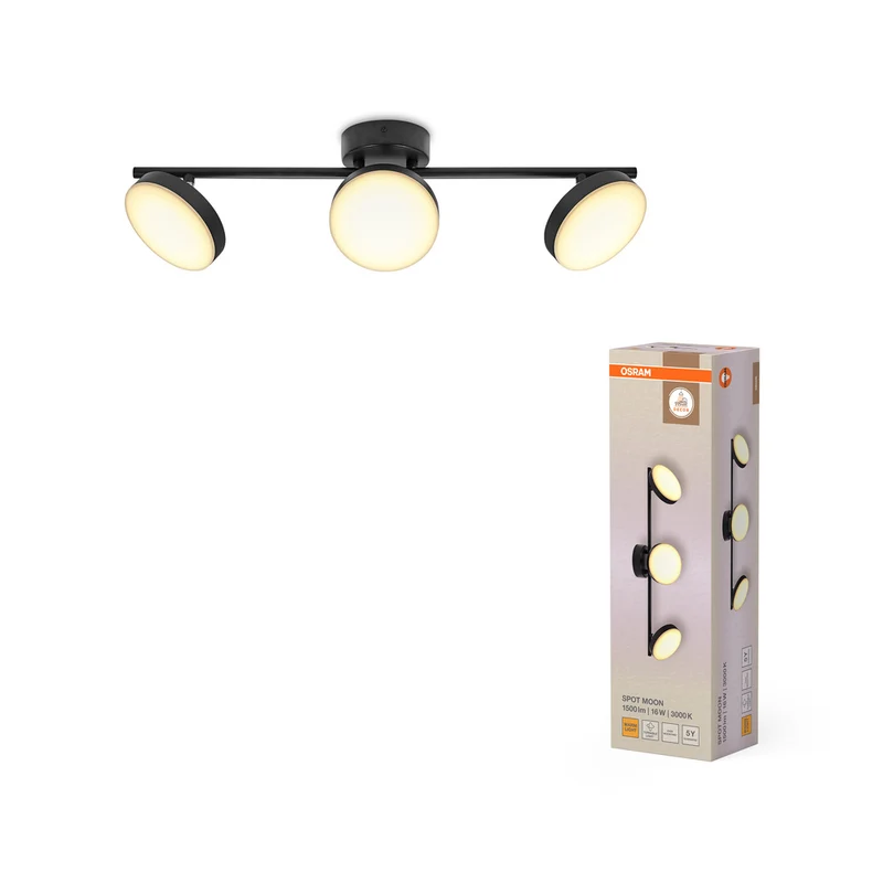 OSRAM DECOR Spot Moon Deckenleuchte schwarz, 3 Spots, 16W