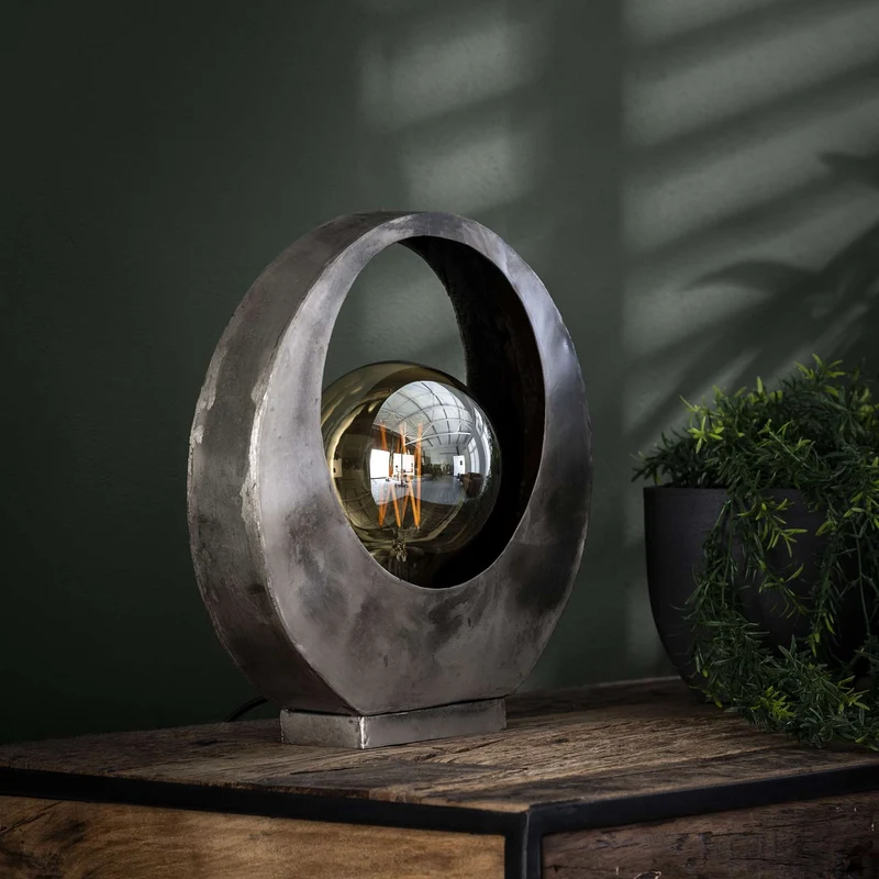 Tischlampe full moon – Alt Silber Finish