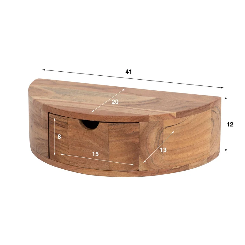 Nachttisch curve 1 Schublade – Massiv Akazie Natur