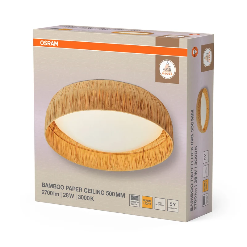 OSRAM DECOR Bamboo Paper Deckenleuchte Braun, 500mm, 28W