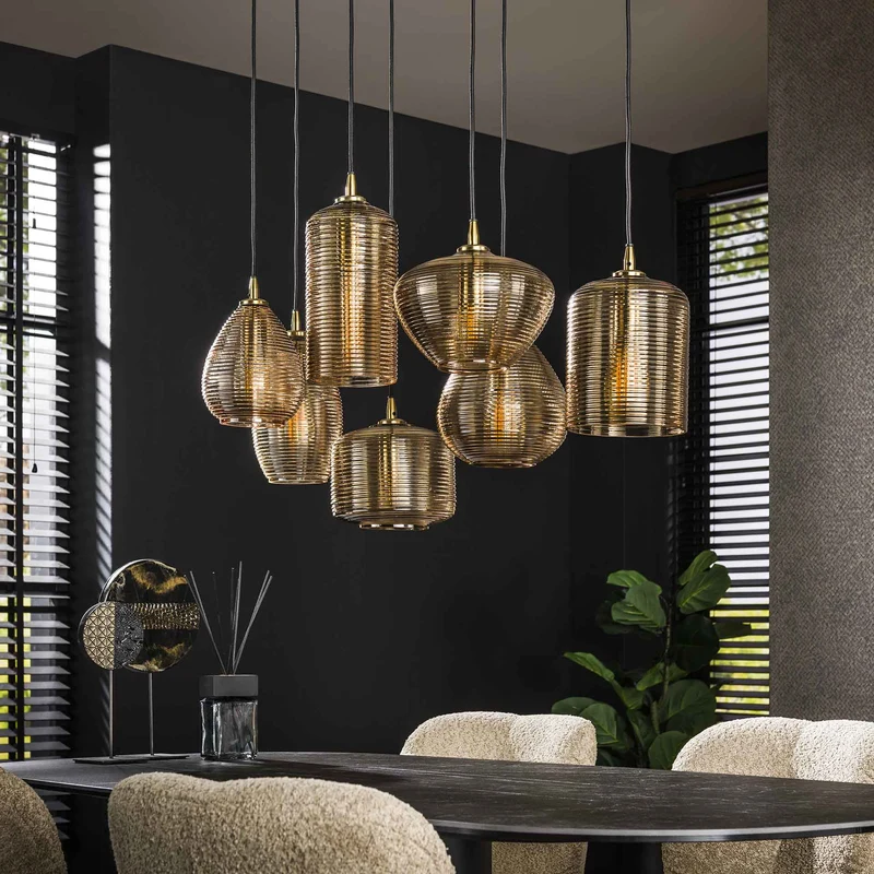 Hängelampe 4+3 stripe glas horizontal